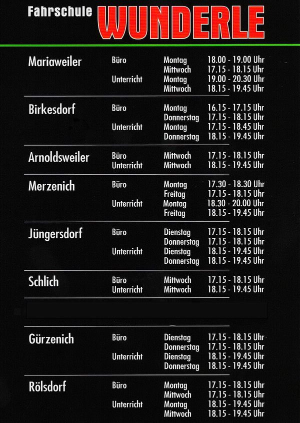 Öffnungszeiten