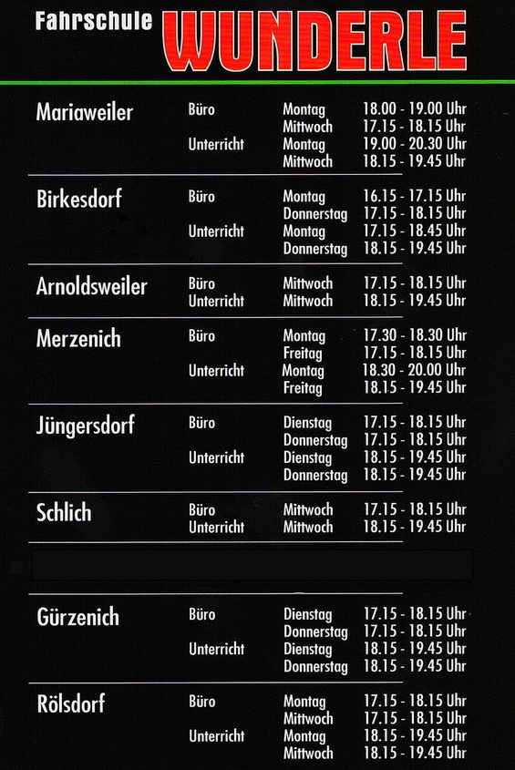 Ferienöffnungszeiten